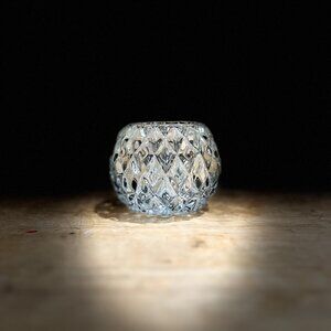 Vintage Geometric Lead Crystal Clear Glass Candle Holder